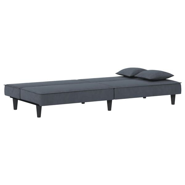Sovesofa velour mørkegrå