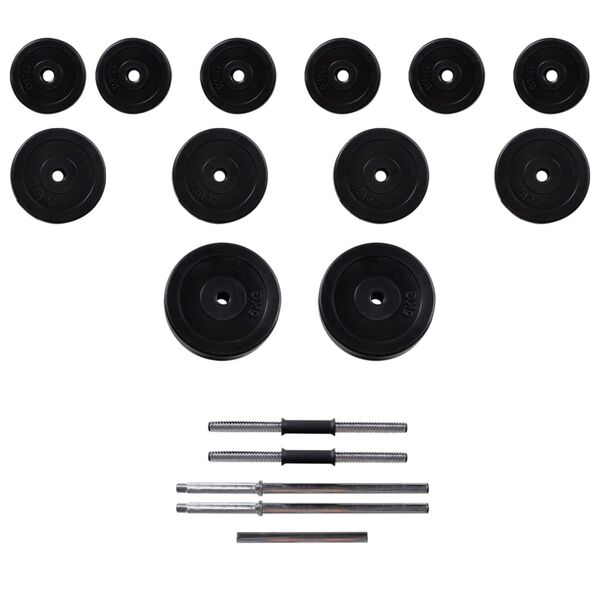 Træningsbænk med vægtstang- og håndvægtsæt 30,5 kg