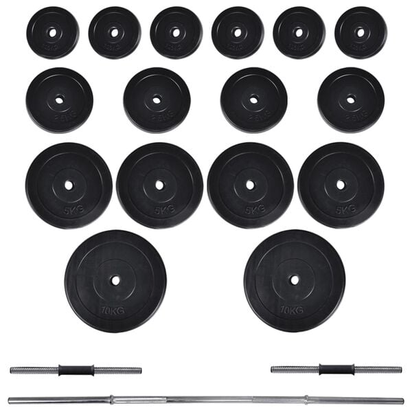 Vægtbænk med vægtstativ, vægtstang- og håndvægtsæt 60,5 kg