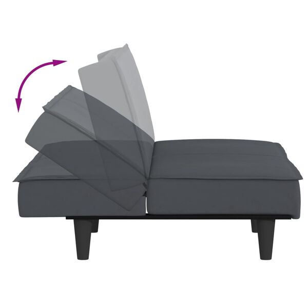 Sovesofa velour mørkegrå