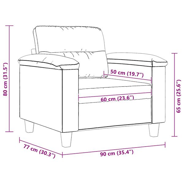Lænestol 60 cm mikrofiberstof sort