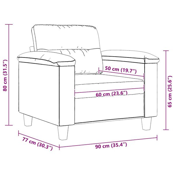 Lænestol 60 cm mikrofiberstof cremefarvet